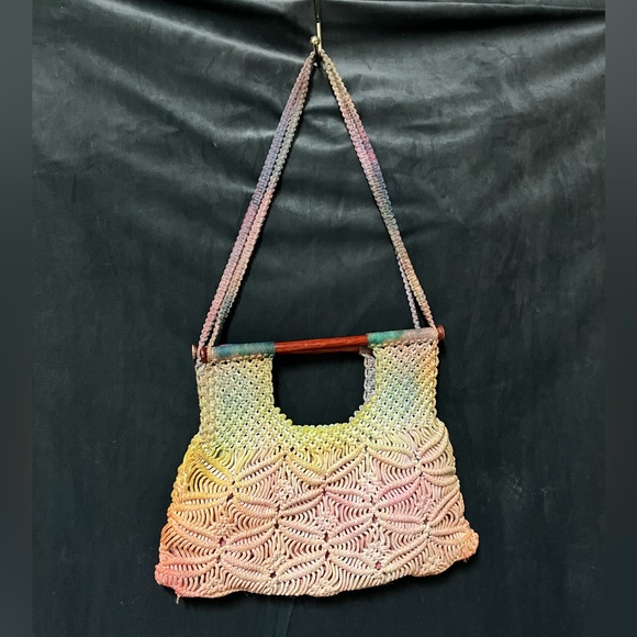 Vintage Custom Tie Dye Macrame Purse - Picture 2 of 11
